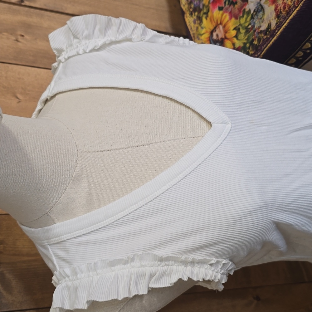  Nine West Rib Ruffle Tank Top - Picture 3 of 5